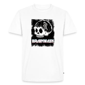 Astronaute dans Skull Skull « Brainwash » - T-shirt Premium bio Homme - blanc - Devant - Nico (187cm)
