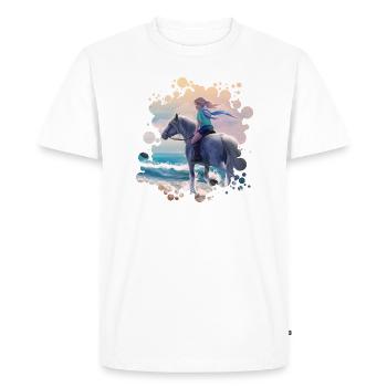Ausritt am Strand - Ride at the Beach - Men's Premium Organic T-Shirt - white - Front - Nico (187cm)