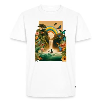 Vague arc-en-ciel du paradis du surf - T-shirt Premium bio Homme - blanc - Devant - Nico (187cm)