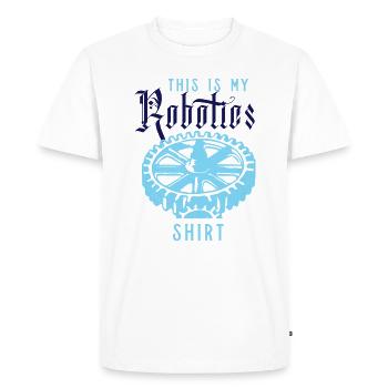 Citation ironique d'un robot : mécanicien, - T-shirt Premium bio Homme - blanc - Devant - Nico (187cm)