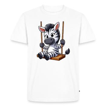 Mignon zèbre balançoire dessin animé aire de jeux - T-shirt Premium bio Homme - blanc - Devant - Nico (187cm)
