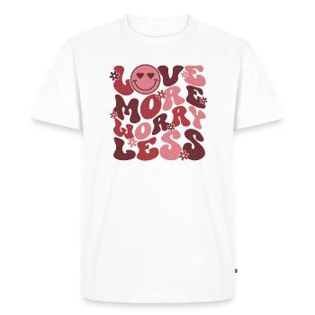 Aimer plus s’inquiéter moins - T-shirt Premium bio Homme - blanc - Devant - Nico (187cm)