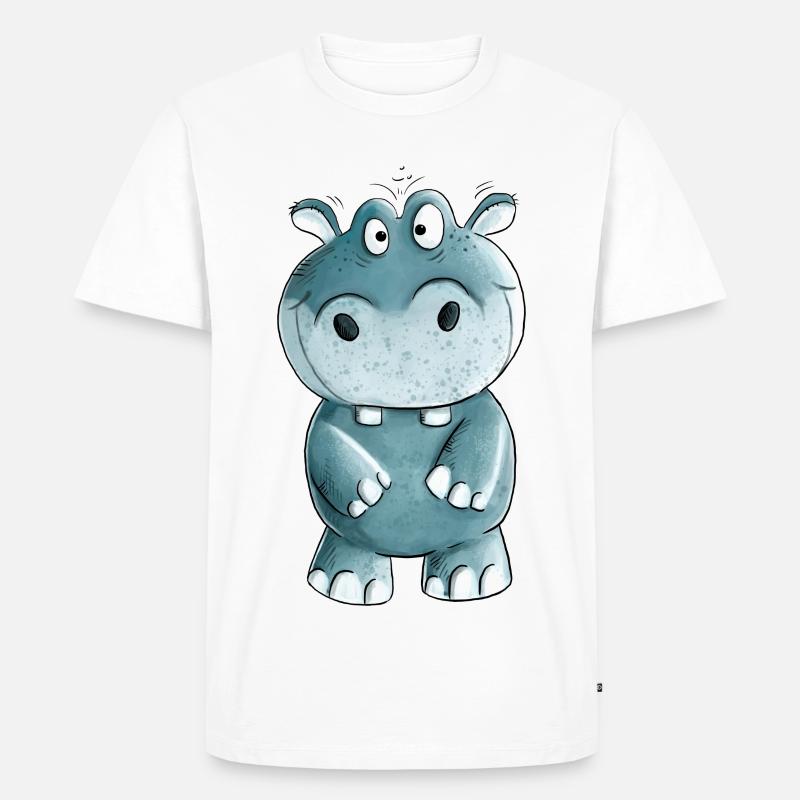 Blaues Nilpferd I Wildtiere Comic - Männer Premium Bio T-Shirt - Weiß