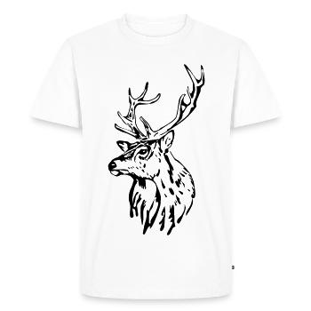 Deer Head [Black] - Men's Premium Organic T-Shirt - white - Front - Nico (187cm)