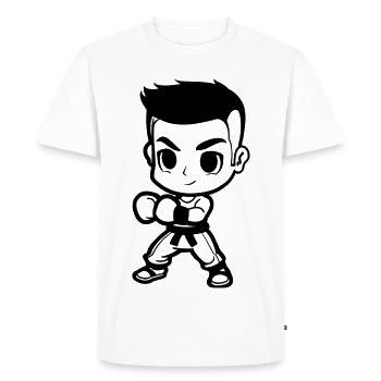 Kickboxing Boy Comic Look - Men's Premium Organic T-Shirt - white - Front - Nico (187cm)
