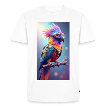 Perroquet steampunk coloré - T-shirt Premium bio Homme - blanc - Devant - Nico (187cm)