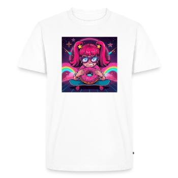Rose Fille Skate Neon Donut - T-shirt Premium bio Homme - blanc - Devant - Nico (187cm)