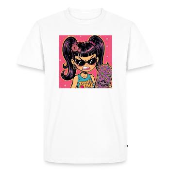 Kawaii Punk Fille Planche à roulettes Pop Art - T-shirt Premium bio Homme - blanc - Devant - Nico (187cm)