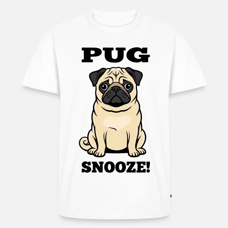 Pug Dog Mops Snooze Hundebegleiter - Männer Premium Bio T-Shirt - Weiß