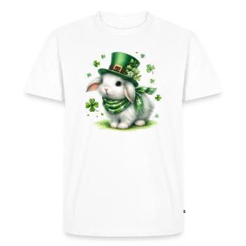 Lapin portant un chapeau irlandais - T-shirt Premium bio Homme - blanc - Devant - Nico (187cm)