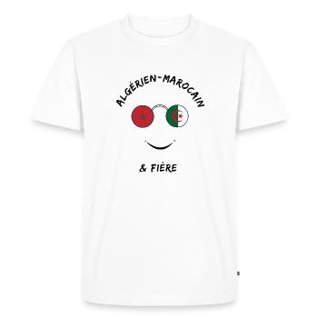 Algérien Marocain et fière - T-shirt Premium bio Homme - blanc - Devant - Nico (187cm)