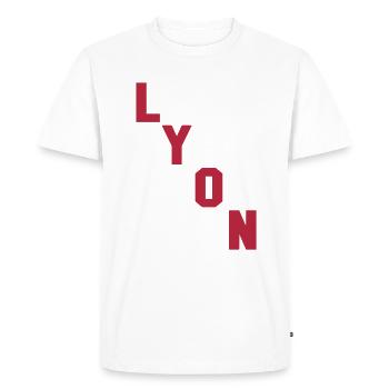 Lyon grid - Men's Premium Organic T-Shirt - white - Front - Nico (187cm)