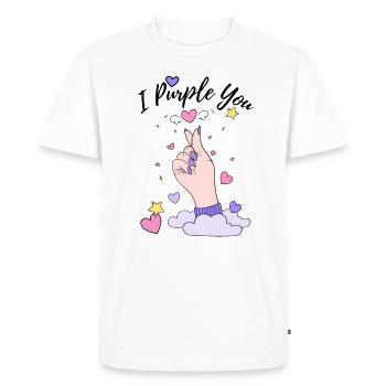 I Purple You. Kpop Finger Heart. Kpop Army Girl. - Men's Premium Organic T-Shirt - white - Front - Nico (187cm)