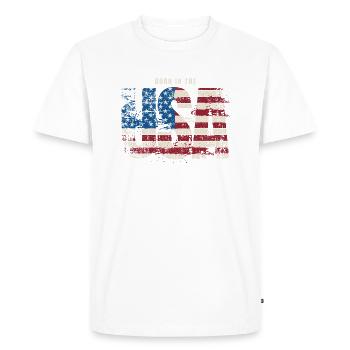Born in the USA - Men's Premium Organic T-Shirt - white - Front - Nico (187cm)