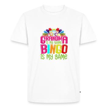 Grand-mère est mon nom Bingo est mon jeu Drôle Bingo - T-shirt Premium bio Homme - blanc - Devant - Nico (187cm)