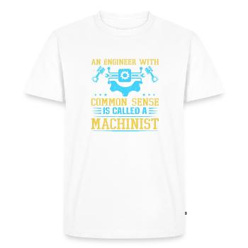 Drôle de machiniste Opérateur de machine Usinage - T-shirt Premium bio Homme - blanc - Devant - Nico (187cm)