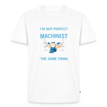 Drôle d’opérateur de machine machiniste - T-shirt Premium bio Homme - blanc - Devant - Nico (187cm)