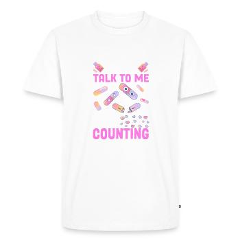 Ne me parlez pas, je compte drôle de pharmacien - T-shirt Premium bio Homme - blanc - Devant - Nico (187cm)