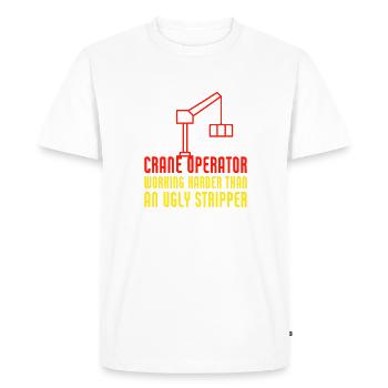 Un grutier qui travaille plus fort qu’un vilain - T-shirt Premium bio Homme - blanc - Devant - Nico (187cm)