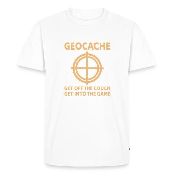 Geocache Get Off The Couch Funny Geocaching - Men's Premium Organic T-Shirt - white - Front - Nico (187cm)