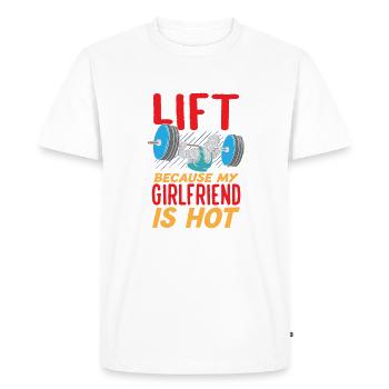 Je soulève parce que ma petite amie est chaude drôle - T-shirt Premium bio Homme - blanc - Devant - Nico (187cm)
