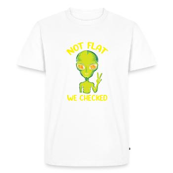Pas plat Nous avons vérifié drôle Anti Terre plate - T-shirt Premium bio Homme - blanc - Devant - Nico (187cm)