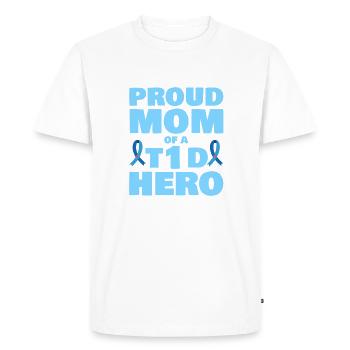 Fière maman d’un héros du DT1 Sensibilisation au diabète de type 1 - T-shirt Premium bio Homme - blanc - Devant - Nico (187cm)