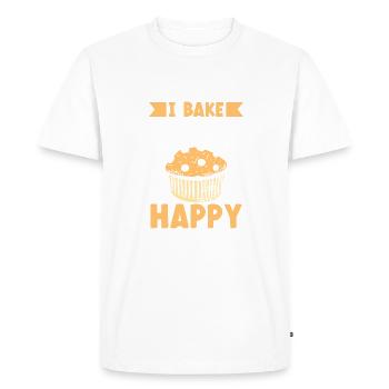 I Bake People Happy Funny Baking Baker - Men's Premium Organic T-Shirt - white - Front - Nico (187cm)