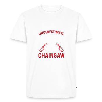 Never Underestimate An Old Man With A Chainsaw - Men's Premium Organic T-Shirt - white - Front - Nico (187cm)