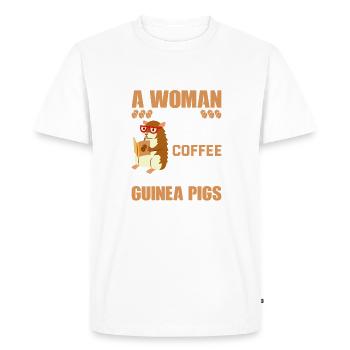 Drôle de café et amoureux des cochons d’Inde - T-shirt Premium bio Homme - blanc - Devant - Nico (187cm)