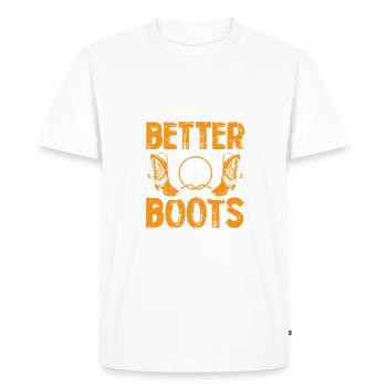La vie est meilleure dans les bottes Drôle de cowboy Rodeo Country - T-shirt Premium bio Homme - blanc - Devant - Nico (187cm)