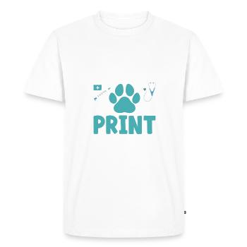 Assistant vétérinaire Chaque patient laisse une patte - T-shirt Premium bio Homme - blanc - Devant - Nico (187cm)