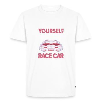 Je regardais votre piste de terre drôle de voiture de course - T-shirt Premium bio Homme - blanc - Devant - Nico (187cm)