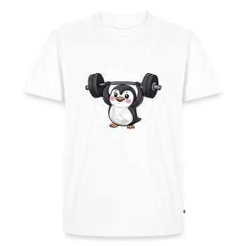 Penguin Dumbbell Workout Strong - Men's Premium Organic T-Shirt - white - Front - Nico (187cm)