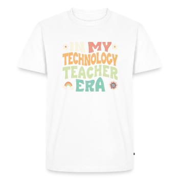 À l’époque de mon professeur de technologie - T-shirt Premium bio Homme - blanc - Devant - Nico (187cm)