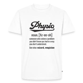 Physio Definition Noun Fiz-ee-oh chemise - T-shirt Premium bio Homme - blanc - Devant - Nico (187cm)