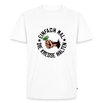 Einfach mal die Kresse halten - Männer Premium Bio T-Shirt - Weiß - Vorne - Nico (187cm)