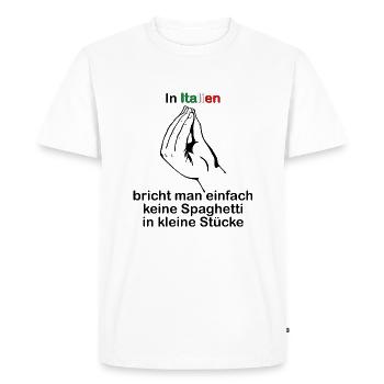 Vous ne cassez pas les spaghettis en petits morceaux - T-shirt Premium bio Homme - blanc - Devant - Nico (187cm)