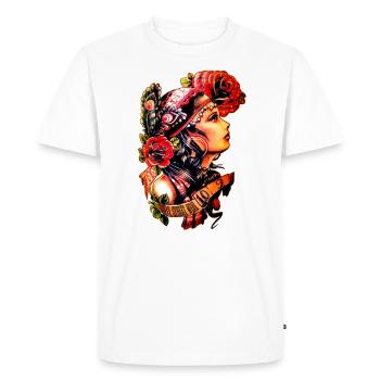 Pin Up Tattoo Gitana girl - Men's Premium Organic T-Shirt - white - Front - Nico (187cm)