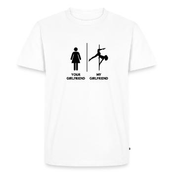 Votre amie Mon amie Je pole dance, noir - T-shirt Premium bio Homme - blanc - Devant - Nico (187cm)