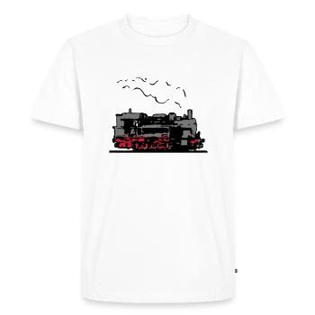 dampflok vieille romance locomotive - T-shirt Premium bio Homme - blanc - Devant - Nico (187cm)