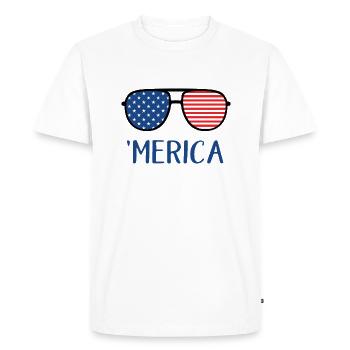 4th of July America - Men's Premium Organic T-Shirt - white - Front - Nico (187cm)