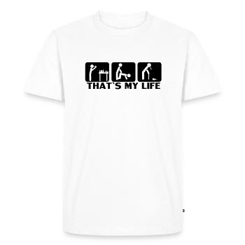 Party HARD, DRINK, SPIRITS, celebrations, drinking - Men's Premium Organic T-Shirt - white - Front - Nico (187cm)