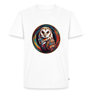 Colorful portrait of a barn owl - Men's Premium Organic T-Shirt - white - Front - Nico (187cm)