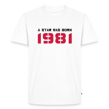 Année de naissance Anniversaire Born In - Made in 1981 - T-shirt Premium bio Homme - blanc - Devant - Nico (187cm)