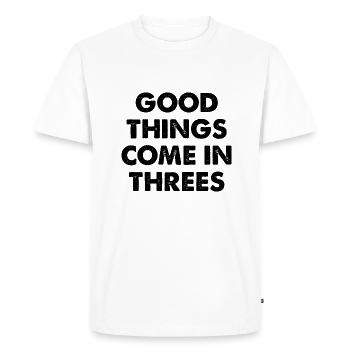 Good Things Come in Threes Design - Men's Premium Organic T-Shirt - white - Front - Nico (187cm)