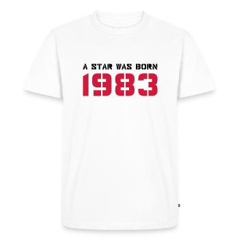 Année de naissance Anniversaire Born In - Made in 1983 - T-shirt Premium bio Homme - blanc - Devant - Nico (187cm)