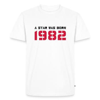 Année de naissance Anniversaire Born In - Made in 1982 - T-shirt Premium bio Homme - blanc - Devant - Nico (187cm)