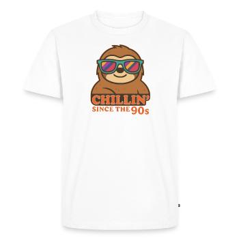 Chillin' since the 90s – Retro Sloth Shirt - Men's Premium Organic T-Shirt - white - Front - Nico (187cm)