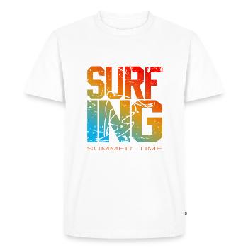 Planche à voile Surfsurf Planche de surf Heure d’été - T-shirt Premium bio Homme - blanc - Devant - Nico (187cm)